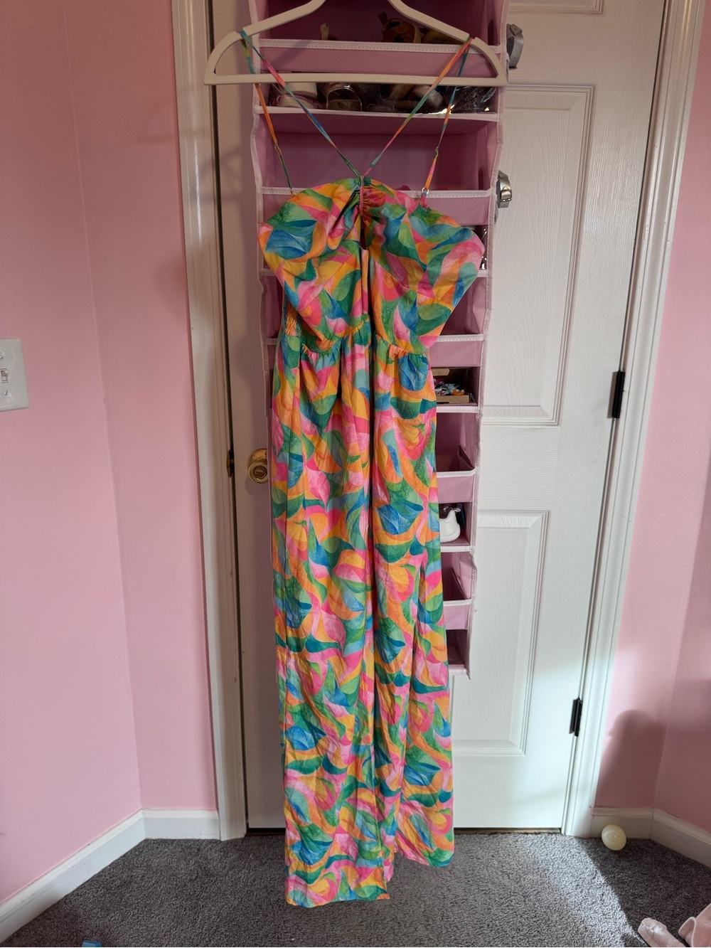 Pink Lily Multicolor Smocked Tropical Maxi Dress